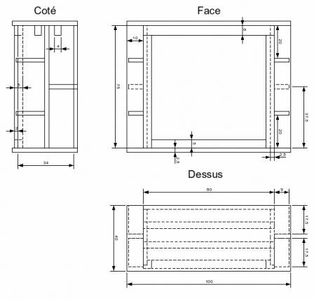 Plan du meuble aquarium sans les portes